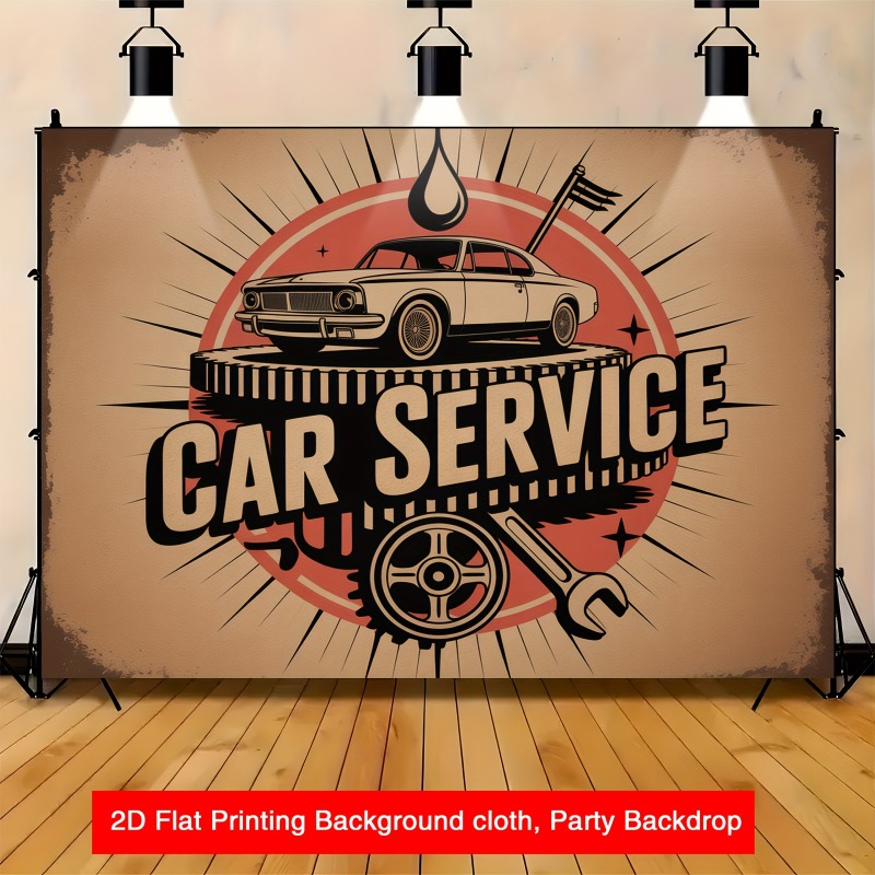 Heavy Equipment In Chinese - Großes Retro-Autoservice-Banner – robustes Garagenschild, ausgestattet