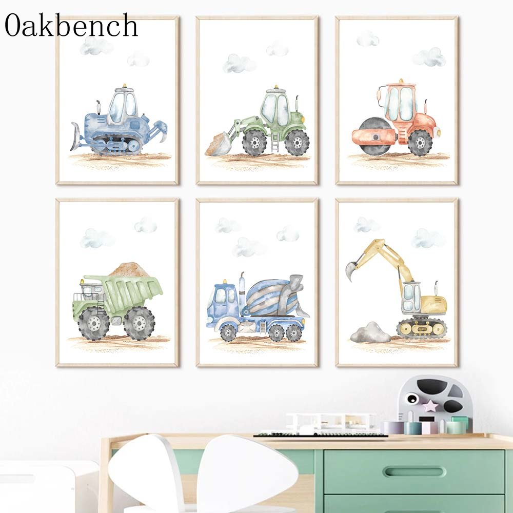 Heavy Equipment Background - Spielzeugautos Leinwand Poster Bagger Druck Bilder