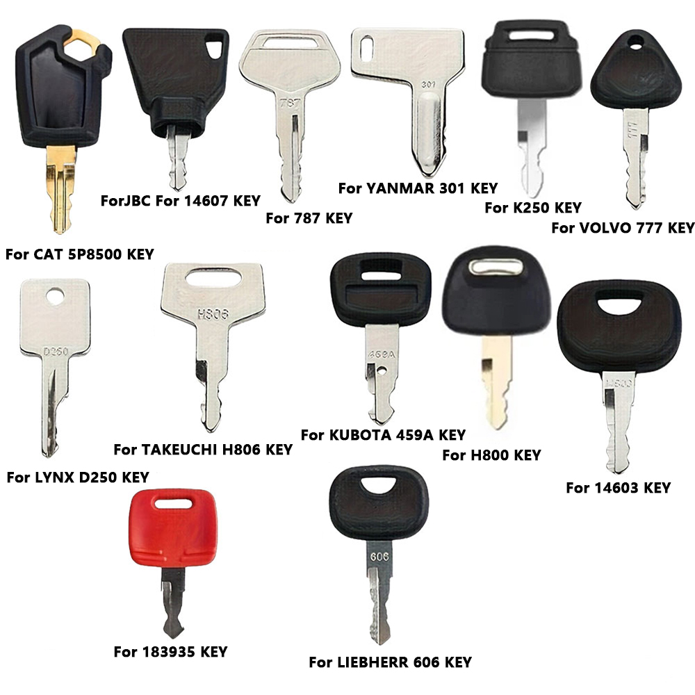Heavy Equipment Key Set - 13-teiliges Baumaschinen-Zündschlüssel-Set Ersatz-Hauptschlüssel für Bagger Traktor