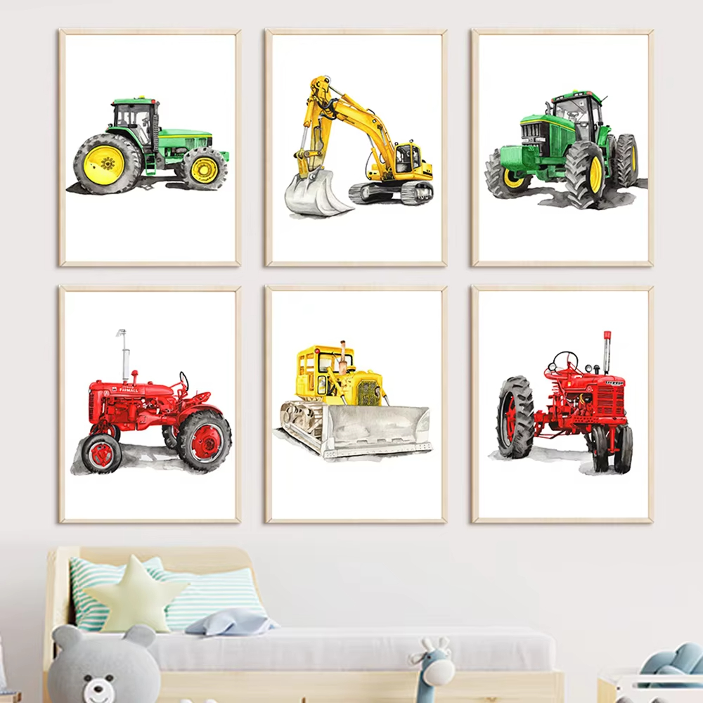 Heavy Equipment Background - Bagger Bulldozer Lader Roller Traktor Wandbild