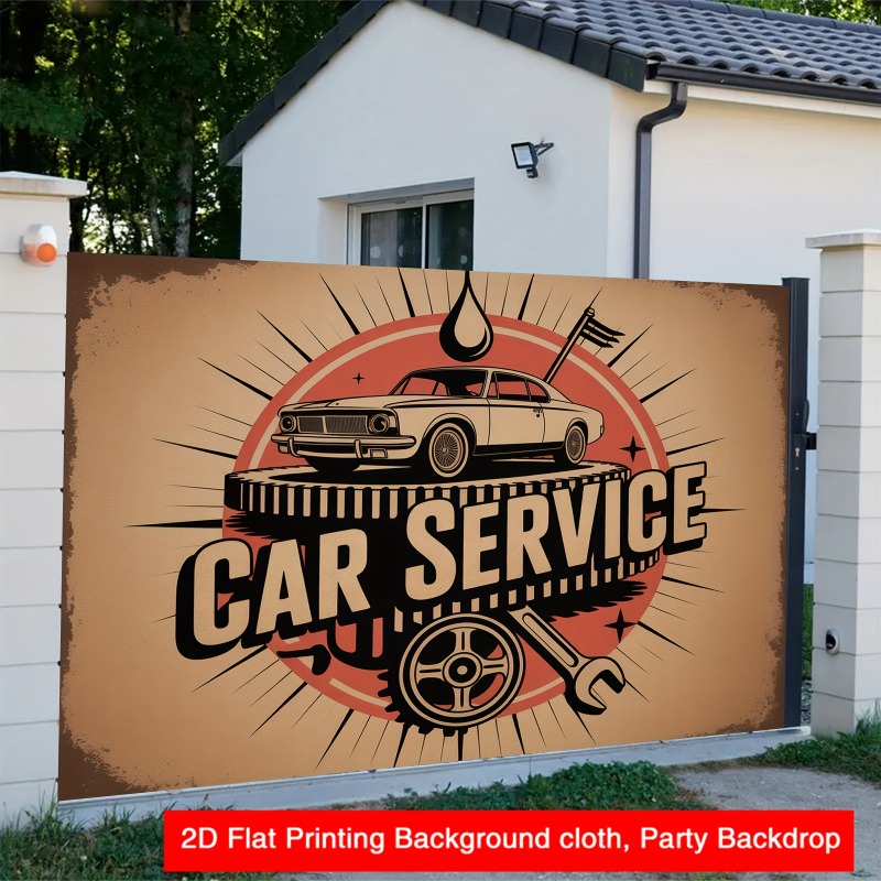 Großes Retro-Autoservice-Banne – Heavy Equipment In Chinese Bewertung und Preis