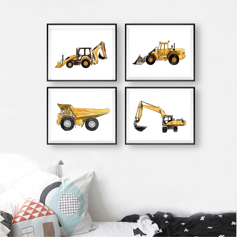 Bau Fahrzeug Aquarell Jungen W – Heavy Equipment Background Bewertung und Preis