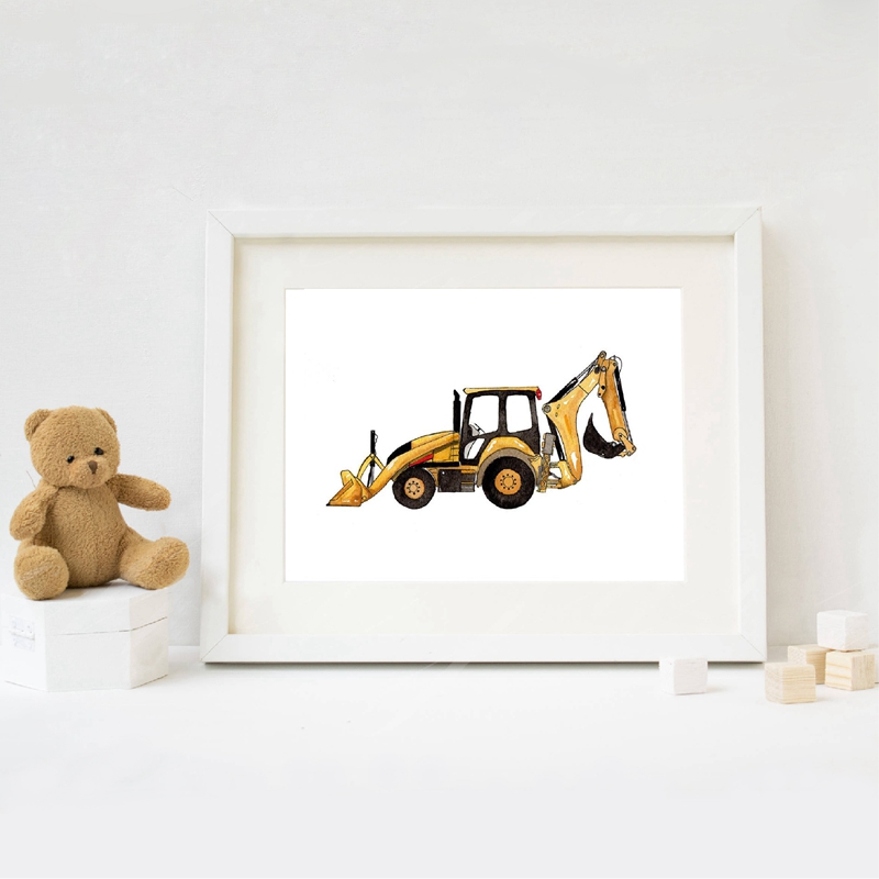 Bau Fahrzeug Aquarell Jungen W – Heavy Equipment Background Bewertung und Preis