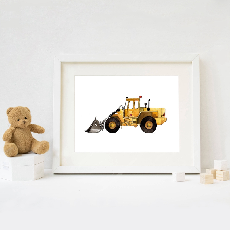 Bau Fahrzeug Aquarell Jungen W – Heavy Equipment Background Bewertung und Preis