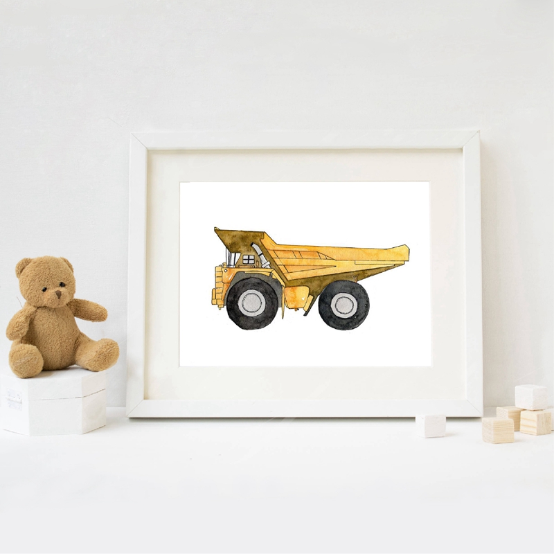 Bau Fahrzeug Aquarell Jungen W – Heavy Equipment Background Bewertung und Preis