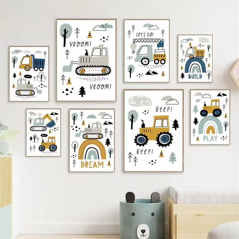 Cartoon Kran Bagger Traktor LK – Heavy Equipment Background Bewertung und Preis