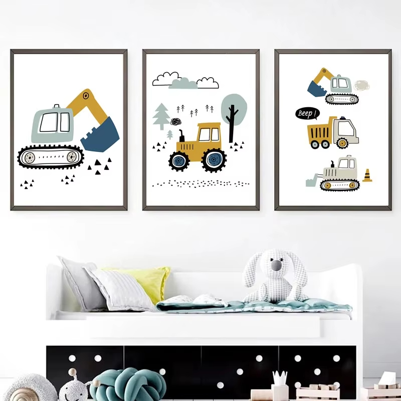 Cartoon Kran Bagger Traktor LK – Heavy Equipment Background Bewertung und Preis